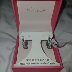 Sofia James Silver Plated Crystal Woven 9952Hoop Earrings BRAND NEW IN BOX